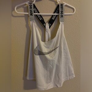 Nike White Crop Tank with Black Swoosh